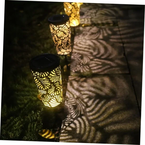 SM25698 Bronze Glossy Mini Plastic PP Hollow-Out Solar Stake Lantern Light