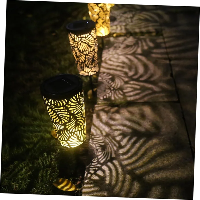 SM25698 Bronze Glossy Mini Plastic PP Hollow-Out Solar Stake Lantern Light