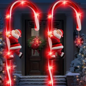 SM25699 ABS Plastic Solar Christmas Candy Cane Stake Light_2
