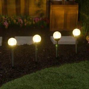 SM25701 Set of 5pcs Plastic PP Solar Glass Ball Stake Light Globe