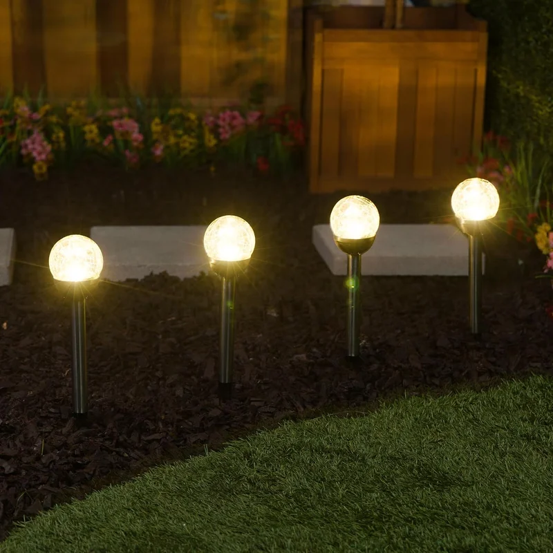 SM25701 Set of 5pcs Plastic PP Solar Glass Ball Stake Light Globe
