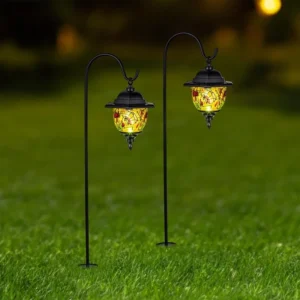 SM25720 ABS Plastic Decorative Solar Stake Light - Lantern Globe Leaf Style