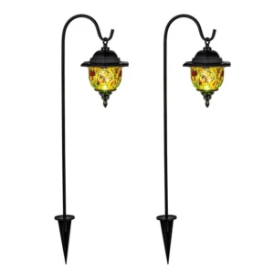 SM25720 ABS Plastic Decorative Solar Stake Light - Lantern Globe Leaf Style_2