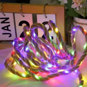 SM25736 Solar-Powered Hemp Rope Tabletop Lamp
