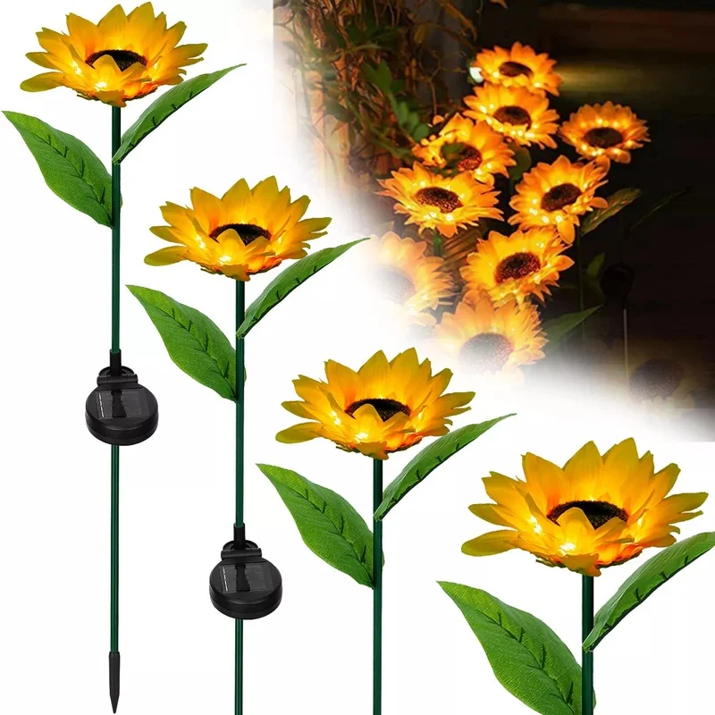 SM25745 Solar-Powered Plastic PP Dandelion Flower Stake Light, Green & Purple, Decorative Mini