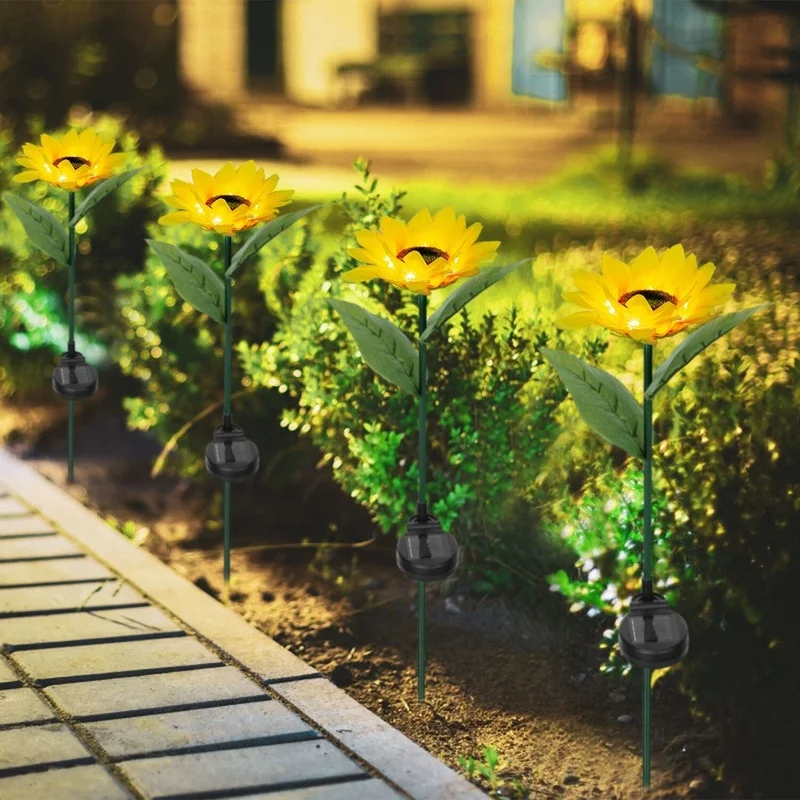 SM25745 Solar-Powered Plastic PP Dandelion Flower Stake Light, Green & Purple, Decorative Mini_3