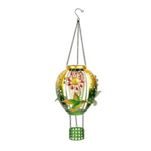 SM25754 Plastic PP Solar Metal Iron Hot Air Balloon Hanging Light with Hummingbird Animal Decor_3