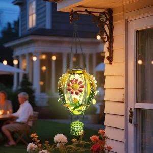 SM25754 Plastic PP Solar Metal Iron Hot Air Balloon Hanging Light with Hummingbird Animal Decor_5