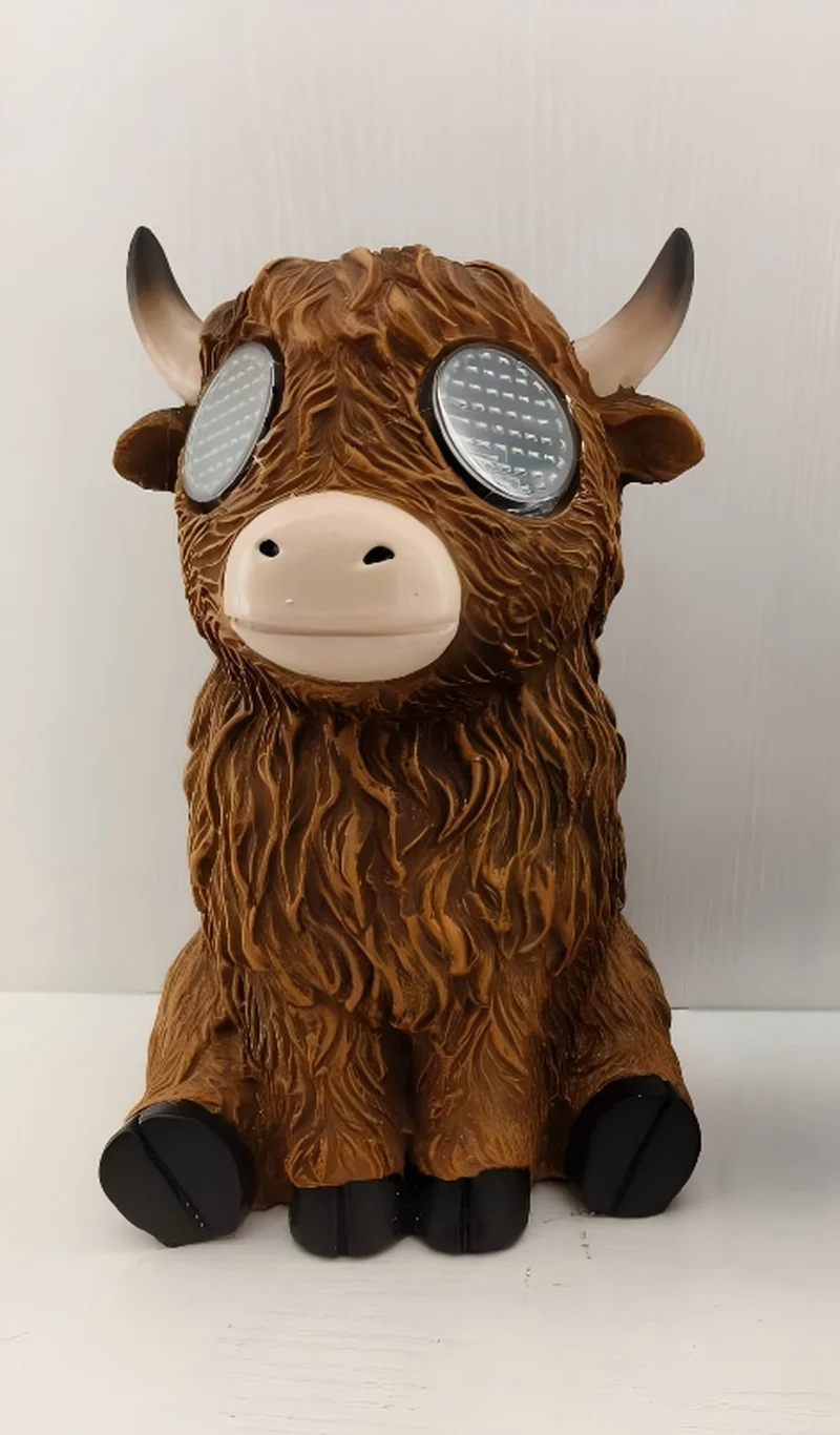 SM25765 Highland Ox Resin Statue Solar Tabletop Animal Lamp_2