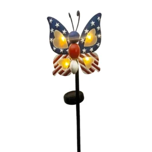 SM25806 Plastic PP American Patriotic Butterfly Animal Solar Stake Light