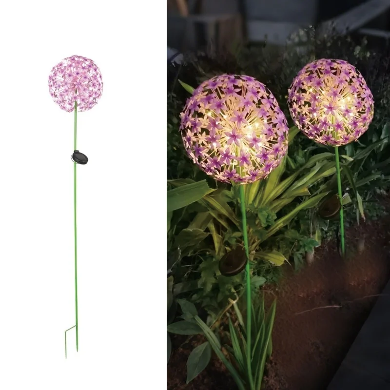 SM25812 Purple Decorative Solar-Powered Flower Stake Light - Plastic, PP, Metal, Iron, Small