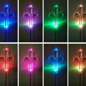 SM25817 Solar-Powered Plastic PP Memorial Cemetery Cross Stake Light - Yellow, Red, Blue, Purple Decorative Cross_2