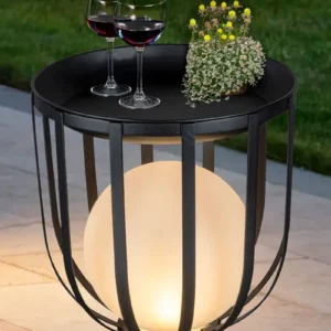 SM25824 Plastic PP Garden Table with Solar Lamp Tabletop Light_3