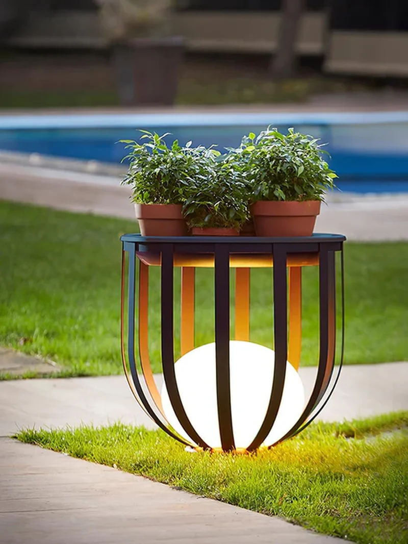 SM25824 Plastic PP Garden Table with Solar Lamp Tabletop Light_4
