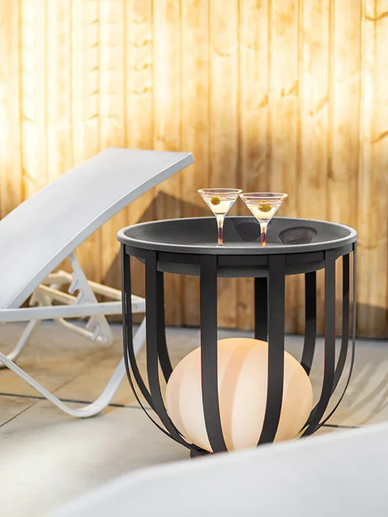 SM25824 Plastic PP Garden Table with Solar Lamp Tabletop Light_5