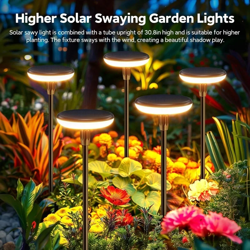 SM25863 ABS Plastic Super Bright Solar Disk Pathway Stake Light
