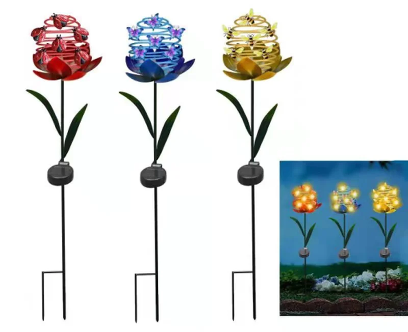 SM25871 Solar Powered Plastic PP Insect Flower Stake Light_2
