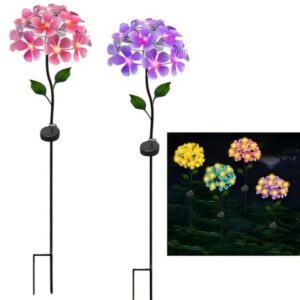 SM25872 Metal Iron Art Hydrangea Flower Decoration Solar Stake Light