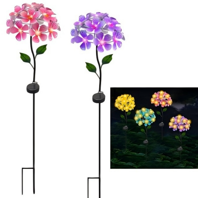 SM25872 Metal Iron Art Hydrangea Flower Decoration Solar Stake Light