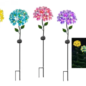 SM25872 Solar Powered Plastic PP Mushroom-Shaped Hydrangea Flower Stake Light