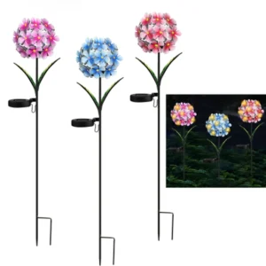SM25873 Solar Powered Plastic PP Hydrangea Flower Stake Light