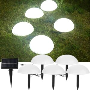 SM25876 Plastic 5 IN 1 White Half Sphere Globe Solar Stake&String Lamp