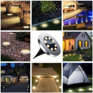 SM25885 Pack of 3 Plastic PP Solar Ground Stake Disk Panel LED Lights