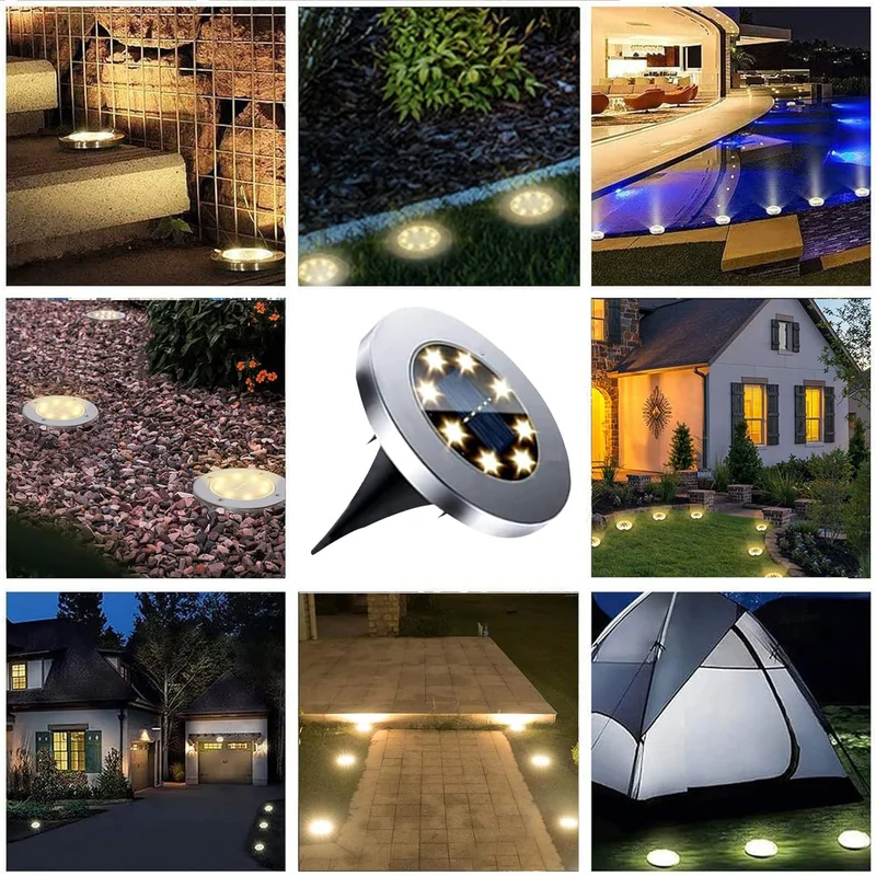 SM25885 Pack of 3 Plastic PP Solar Ground Stake Disk Panel LED Lights