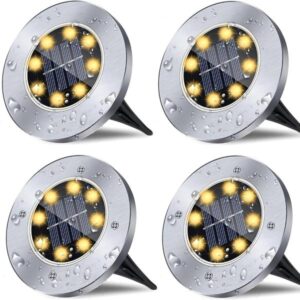 sm25885 pack of 3 pp plastic solar ground stake disk panel led lights