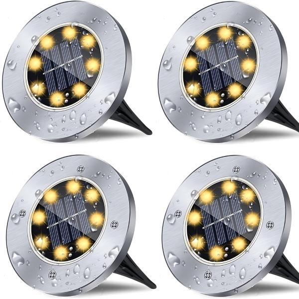sm25885 pack of 3 pp plastic solar ground stake disk panel led lights