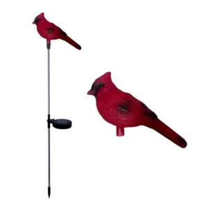 SM25896 Plastic PP Solar Cardinal Bird Garden Stake Light Animal