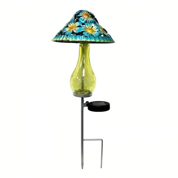 SM25907 Solar Powered Metal Iron Mushroom Tabletop Lamp