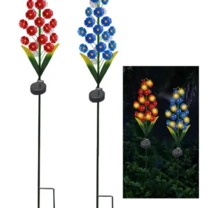 SM25934 Plastic PP Metal Ironwork Solar Panel Flower Stake Light