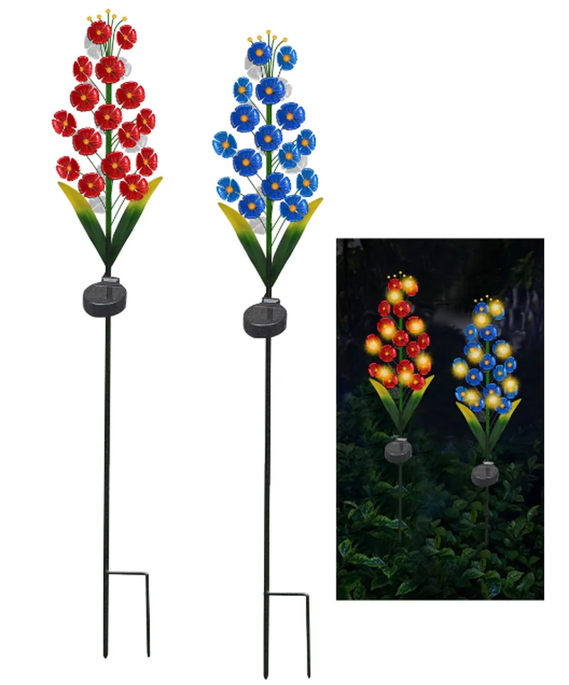 SM25934 Plastic PP Metal Ironwork Solar Panel Flower Stake Light