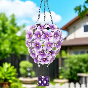 SM25939 Hot Air Balloon Solar Lantern Hanging Light - Plastic PP Metal Iron Petal Design_2
