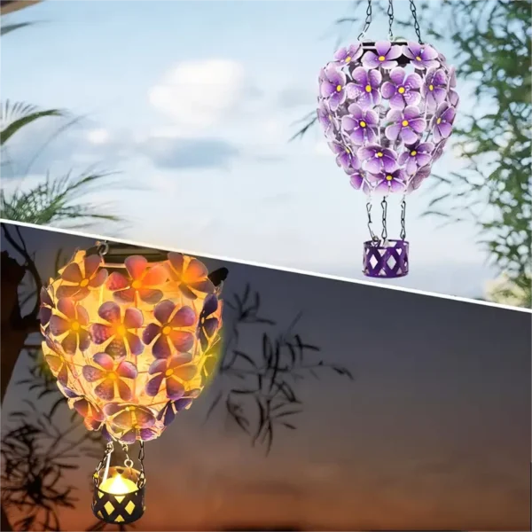SM25939 Hot Air Balloon Solar Lantern Hanging Light - Plastic PP Metal Iron Petal Design_3