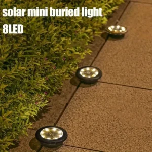 SM25951 Plastic PP 8LED Solar Ground Disk Lights, Pack of 4, Star Design