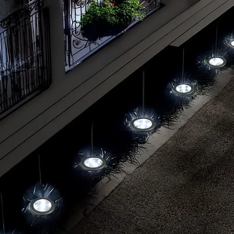 SM25951 Plastic PP 8LED Solar Ground Disk Lights, Pack of 4, Star Design_2