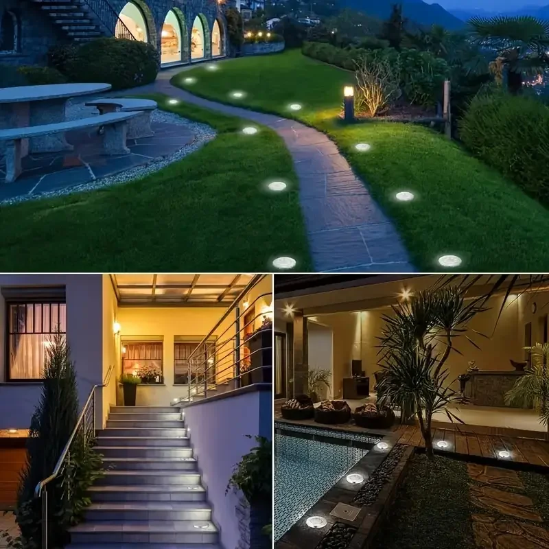 SM25951 Plastic PP 8LED Solar Ground Disk Lights, Pack of 4, Star Design_4