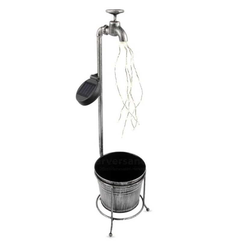 SM25957 Solar Powered Plastic PP Faucet Flower Pot Freestanding Light_3