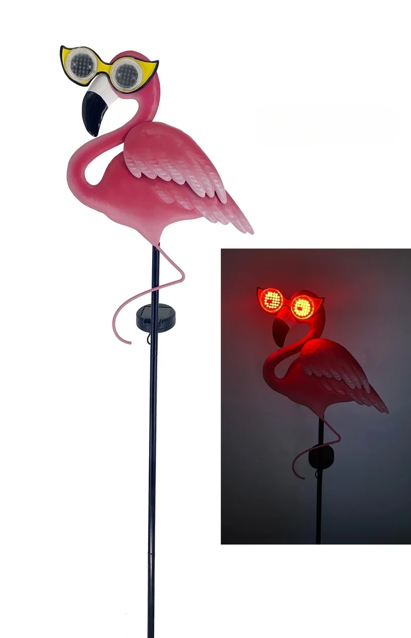 SM25965 Plastic PP Flamingo Eye Roller Solar Stake Animal