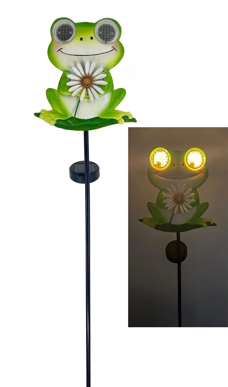 SM25966 Plastic PP Solar Eye Roller Frog Animal Stake