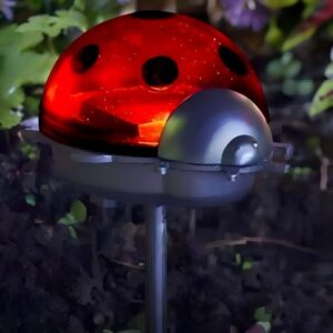 sm25988 set of 4 pp plastic ladybug solar stake lights