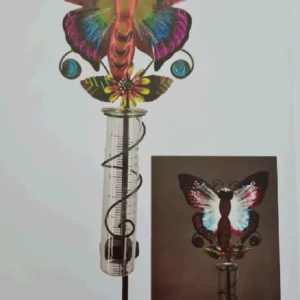 SM25989 Butterfly Animal Metal Iron Solar Energy Rain Collector Stake Light