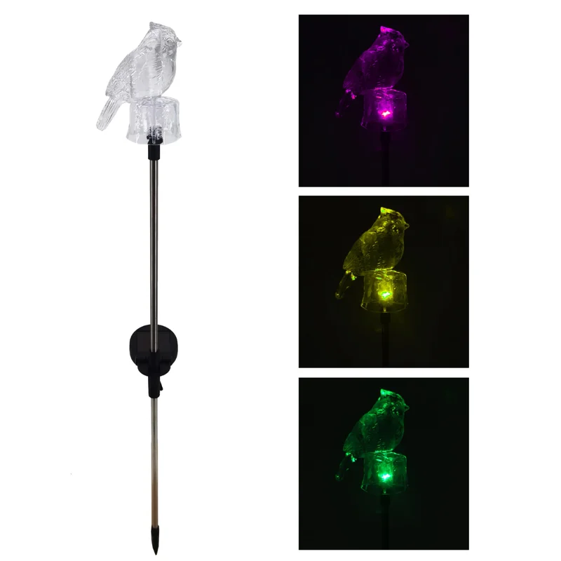 SM25990 Plastic PP Cardinal Bird Animal Solar Stake Light_2