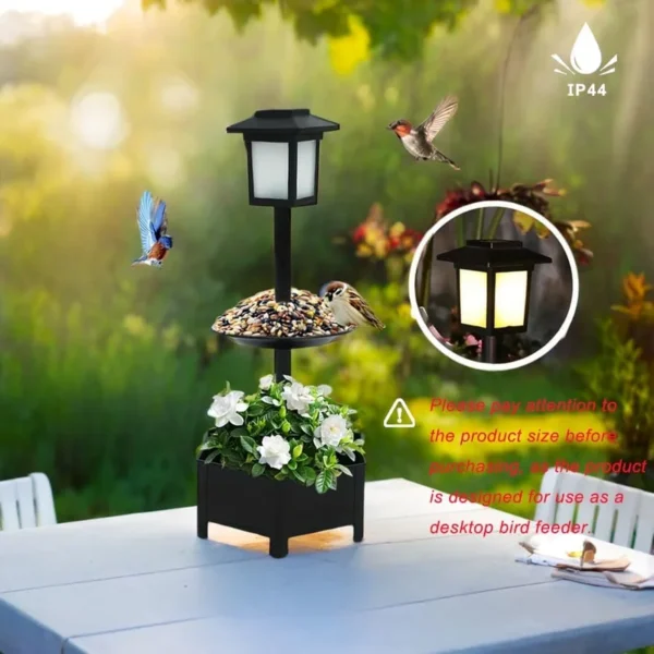 SM25993 ABS+PP Plastic Tabletop Solar 3-in-1 Bird Feeder with Planter_2