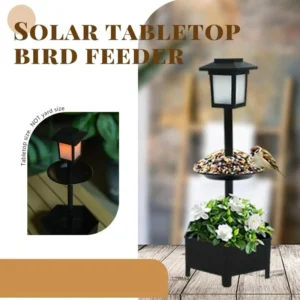 SM25993 ABS+PP Plastic Tabletop Solar 3-in-1 Bird Feeder with Planter_3