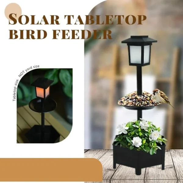 SM25993 ABS+PP Plastic Tabletop Solar 3-in-1 Bird Feeder with Planter_3