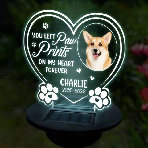 heart shape plaque solar lights for pet memorial
