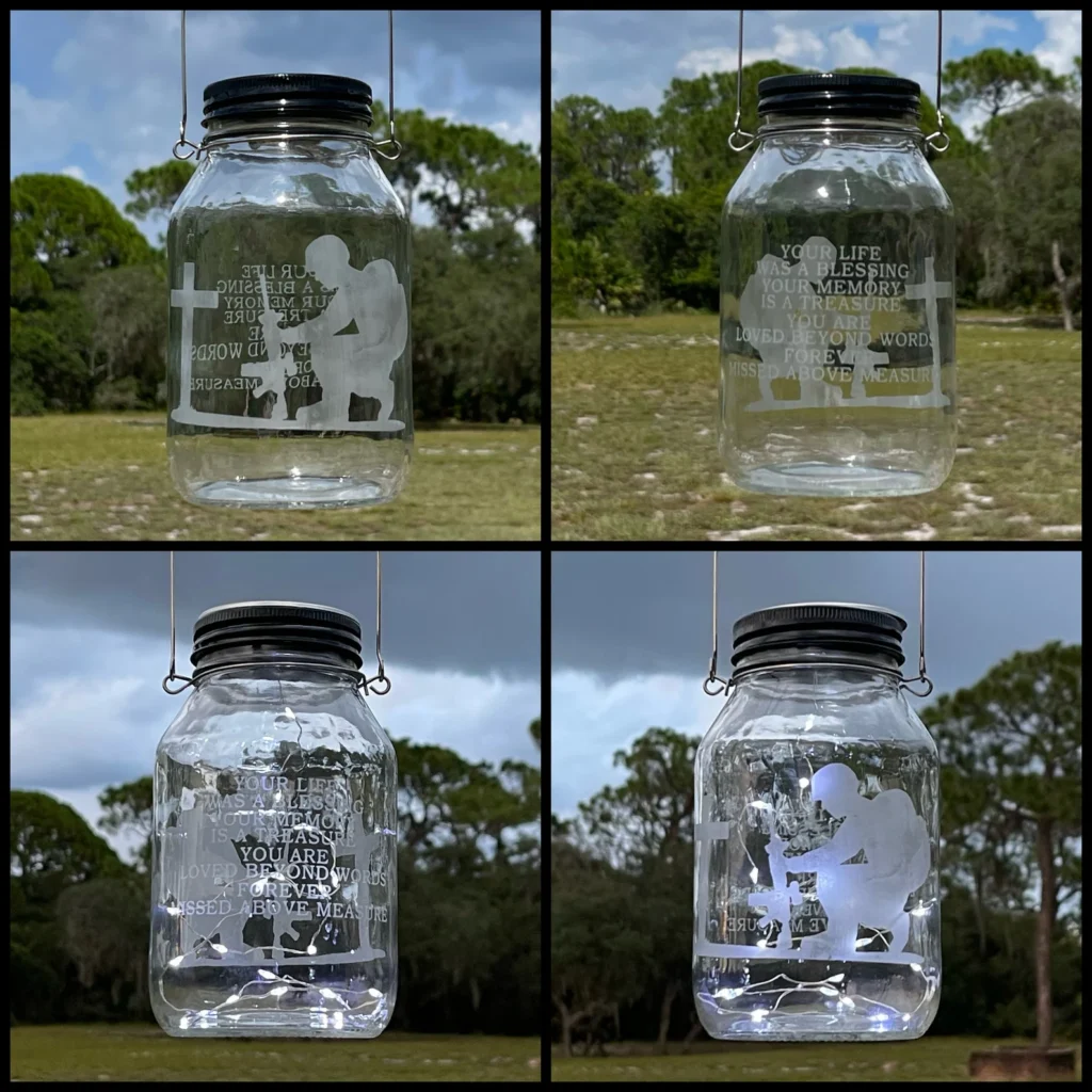 solar mason jar for veteran memorial